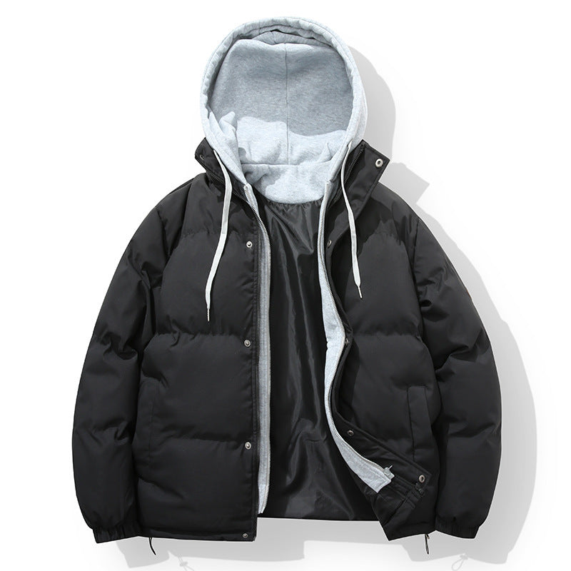 Herren wattierte Steppjacke mit integriertem Hoodie-Innenlayer und winddichter Außenlage Drune