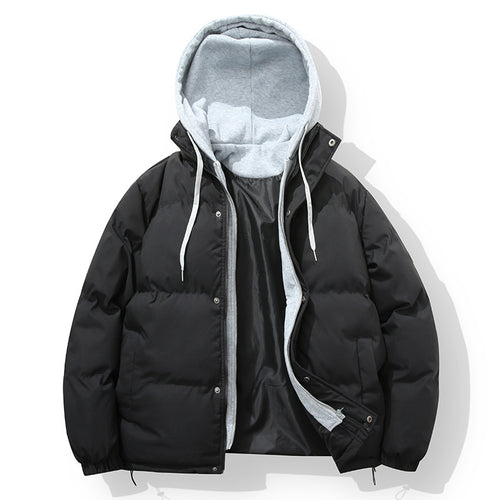 Herren wattierte Steppjacke mit integriertem Hoodie-Innenlayer und winddichter Außenlage Drune
