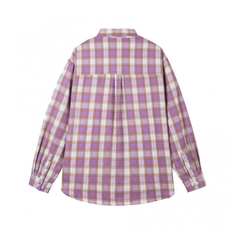 Damen Oversize-Kariertes Hemd im Flanell-Look mit abgerundetem Saum und Brusttasche Drune