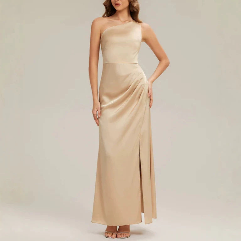 Damen Elegantes One-Shoulder Abendkleid mit Drapierung Drune