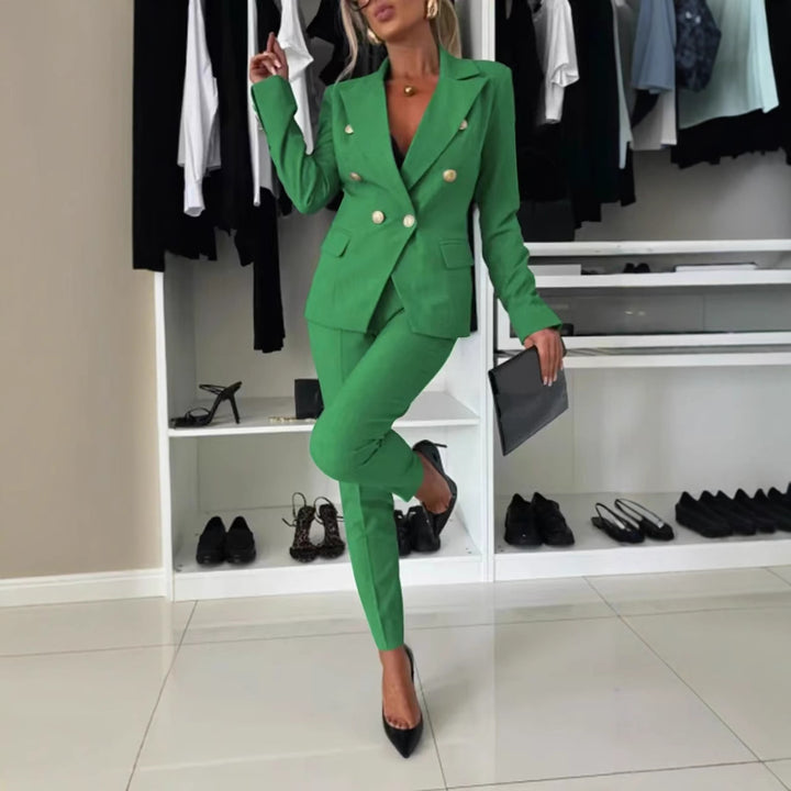 Damen elegantes Business-Anzug Set mit doppelter Knopfleiste Drune