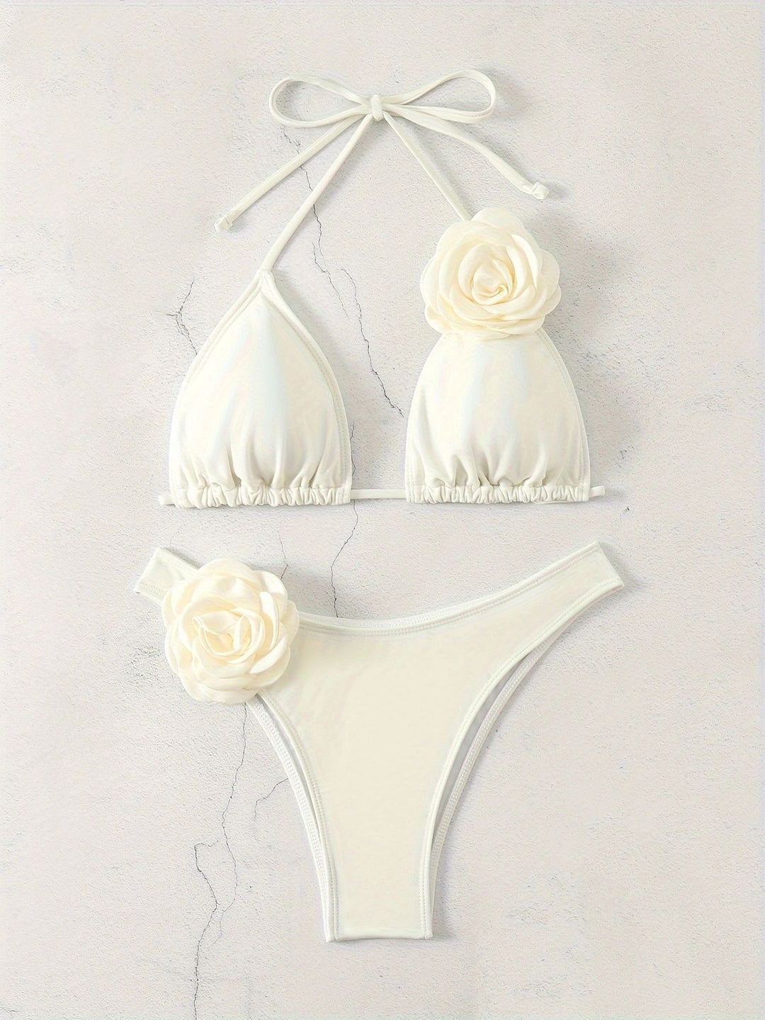 Damen Sexy Triangel-Bikini mit Blumendetails Drune