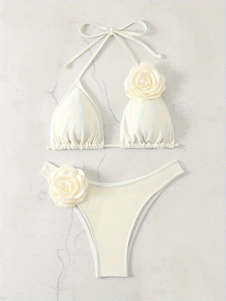 Damen Sexy Triangel-Bikini mit Blumendetails Drune