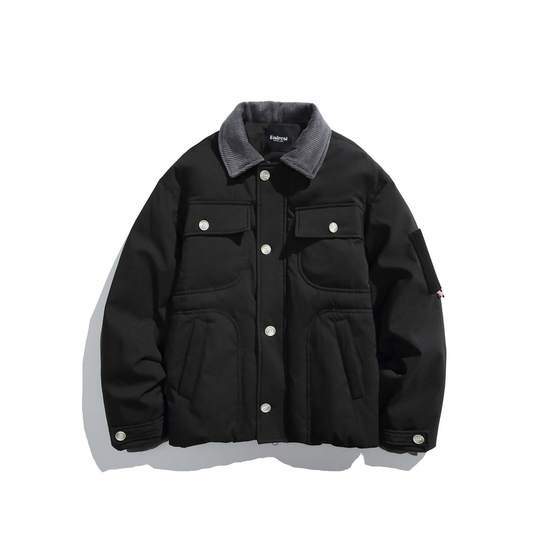 Herren Isolierte Fieldjacke im Workwear-Stil mit Cordkragen, Ellenbogen-Patches und aufgesetzten Taschen Drune
