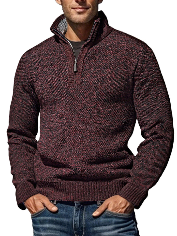 Herren nan strukturierter Halbzip-Troyer mit markantem Strickmuster und Stehkragen Drune
