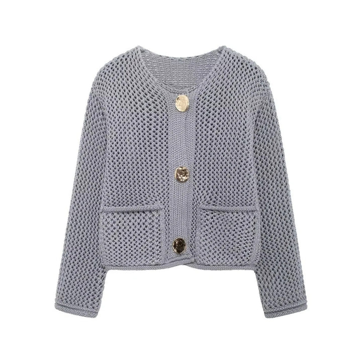 Damen Strickjacke mit dekorativen Knöpfen und praktischen Taschen Drune