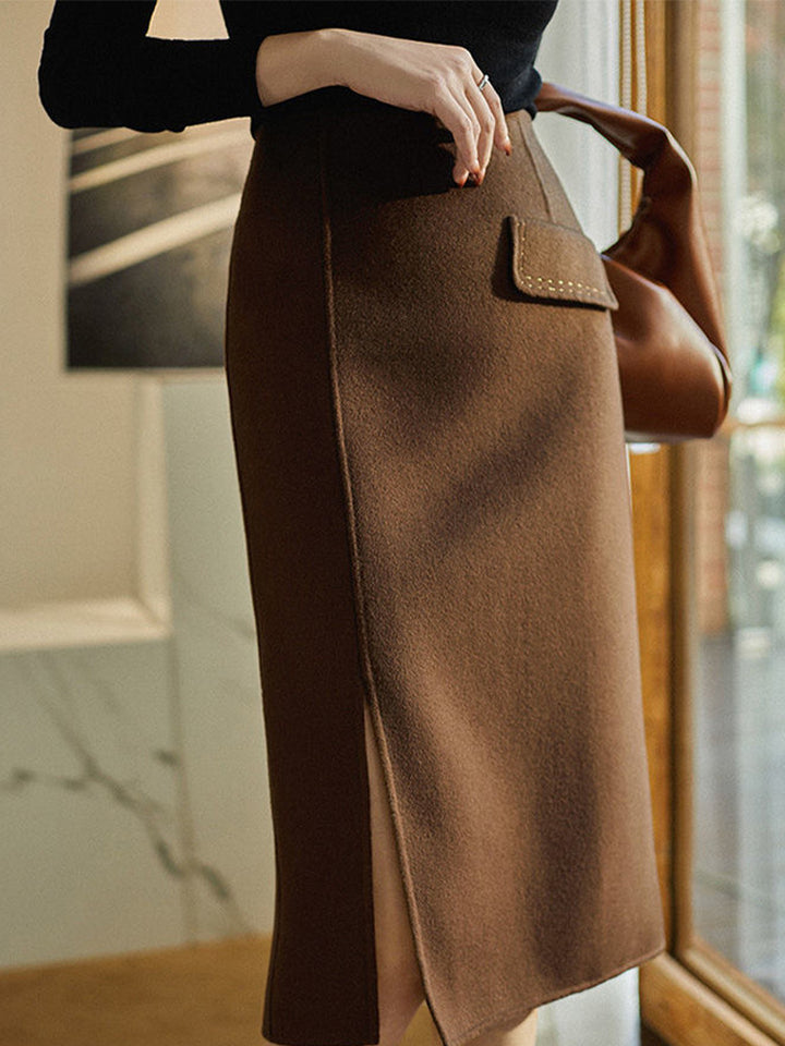 Damen Eleganter Bleistiftrock mit hohem Schlitz und tailliertem Schnitt Drune