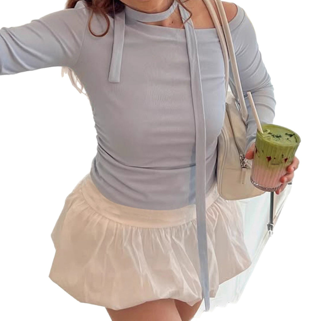 Damen Off-Shoulder Langarmoberteil mit verstellbarem Halsteil Drune