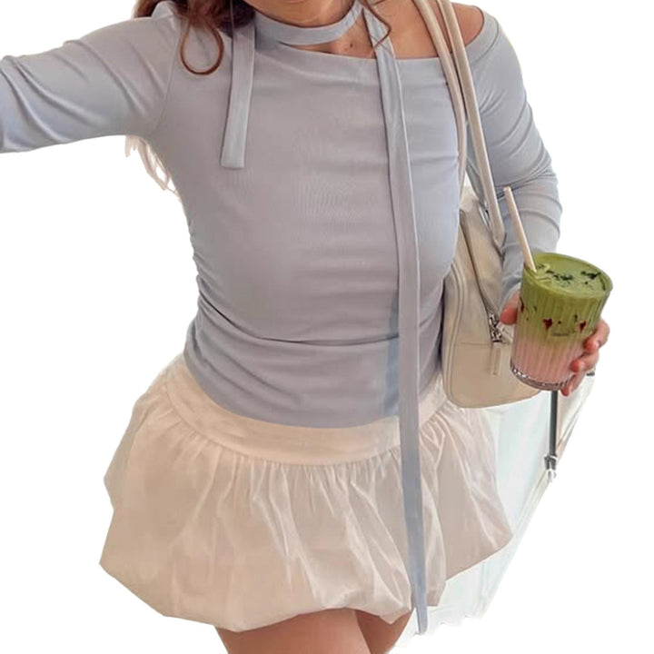 Damen Off-Shoulder Langarmoberteil mit verstellbarem Halsteil Drune