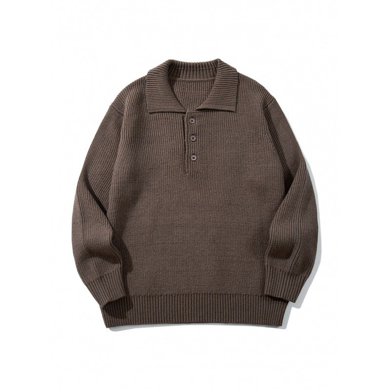 Herren Feinstrick-Polo-Pullover mit Hemdkragen, Knopfleiste und geripptem Saum Drune
