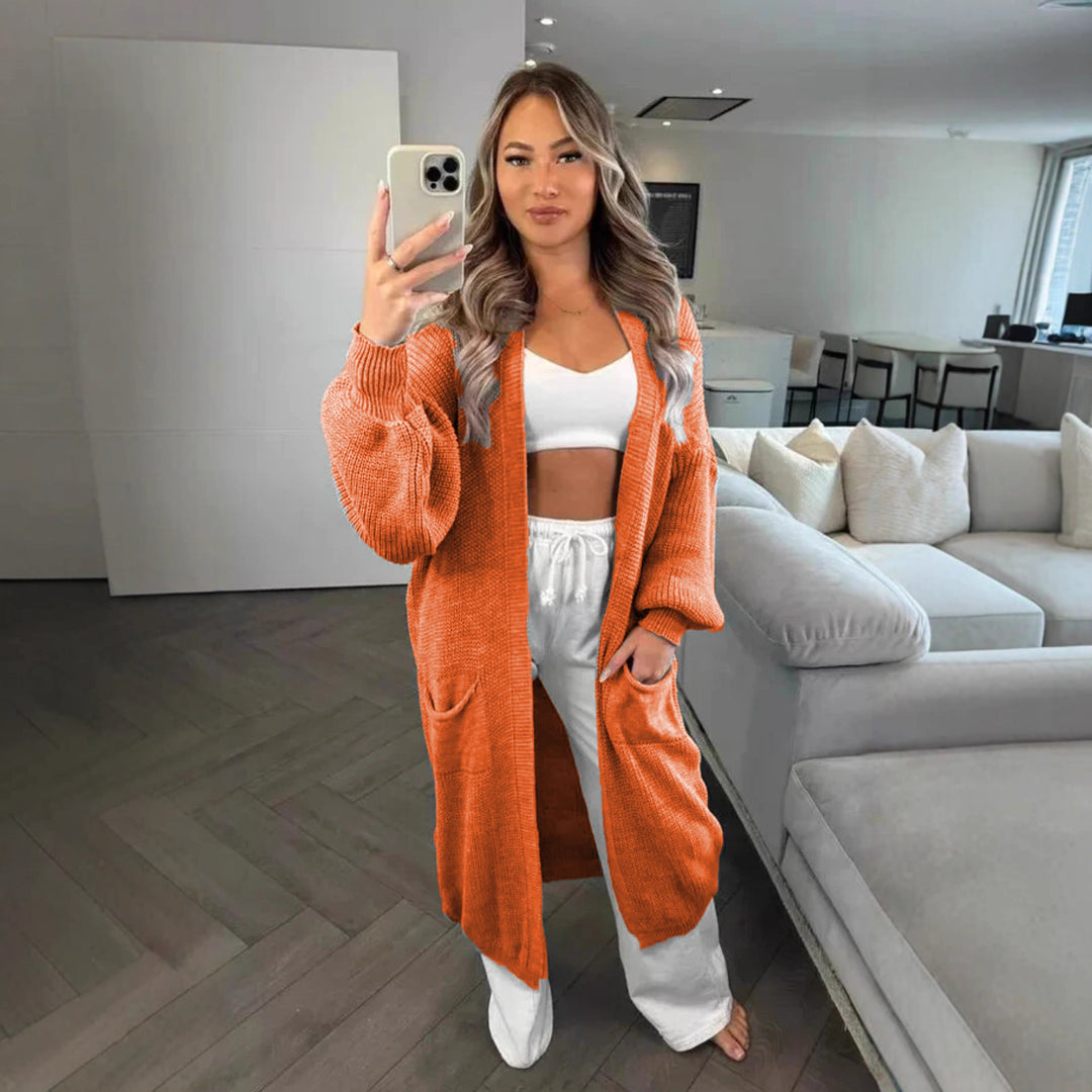 Damen Großer Strickcardigan mit offenem Schnitt und praktischen Taschen Drune