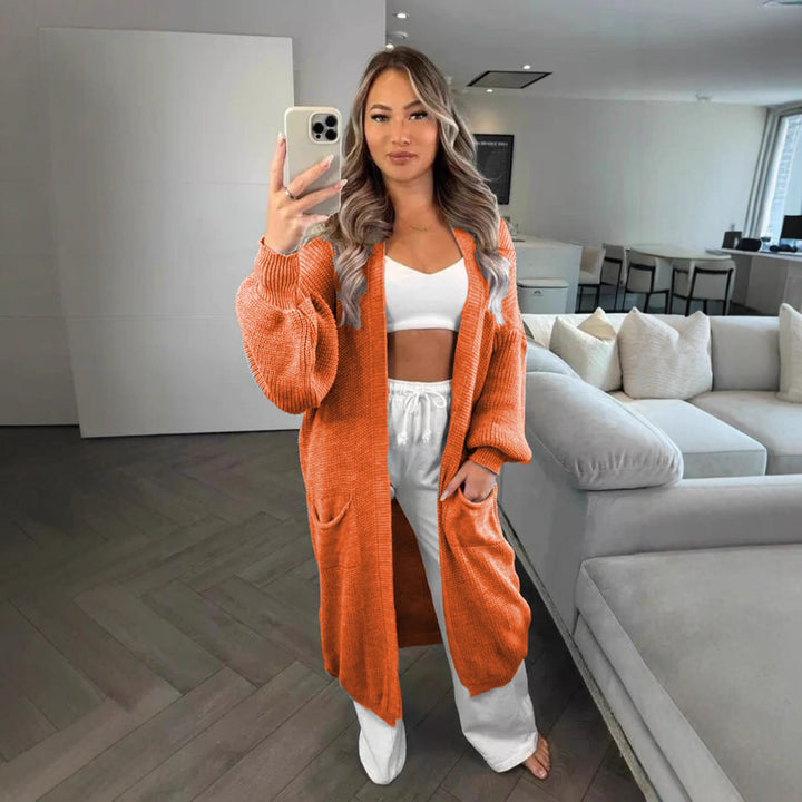 Damen Großer Strickcardigan mit offenem Schnitt und praktischen Taschen Drune