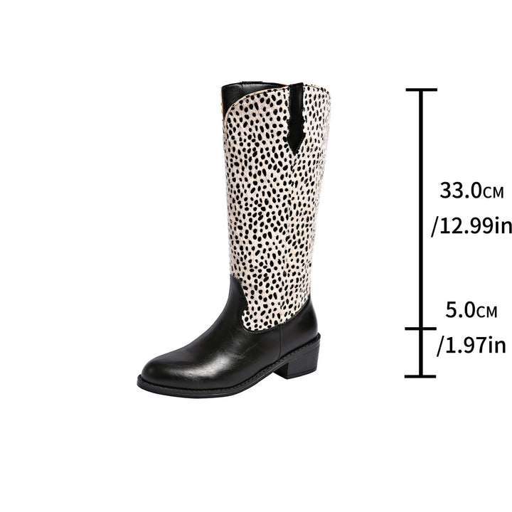 Damen Stiefel mit trendigem Punktmuster und robustem Blockabsatz Drune
