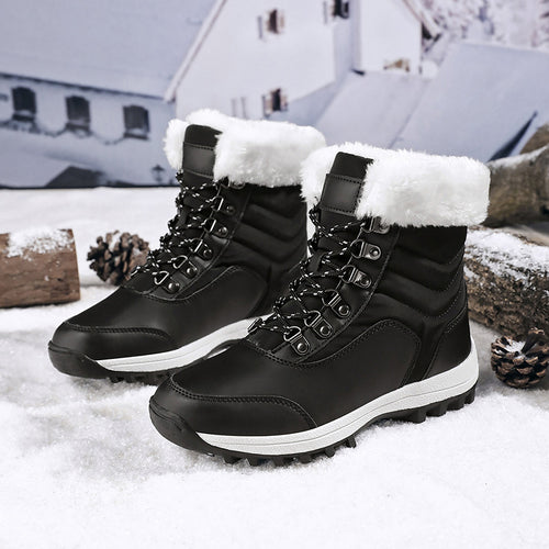 Damen Gefütterte Winterstiefelette für Schnee mit Kunstfellkragen, wasserabweisender PU‑Schutzschicht und griffiger Multiterrain‑Profilsohle Drune