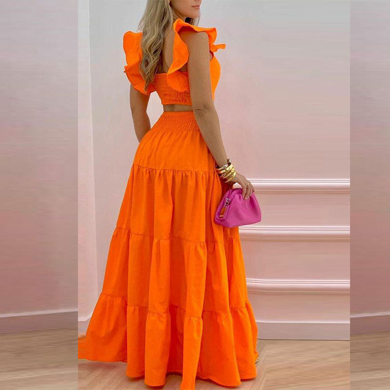 Damen Zweiteiliges Sommer-Outfit mit Volants Drune