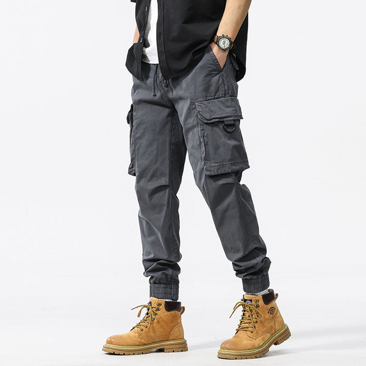 Herren Cargo-Jogginghose im Utility-Stil mit Elastikbund, Kordelzug und Multifachtaschen Drune