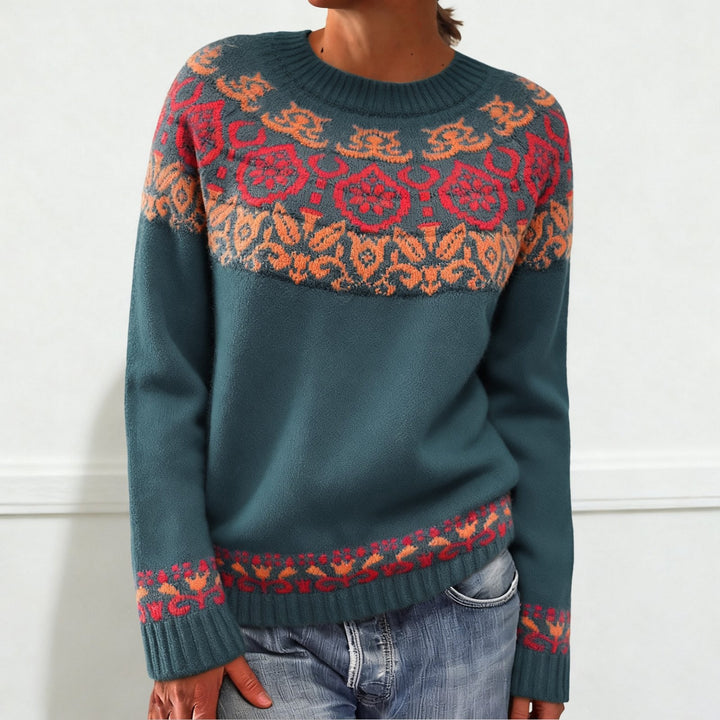 Damen nan Norwegerpullover aus Wollmix mit Rundhalsausschnitt und traditionellem Fair-Isle-Yoke Drune