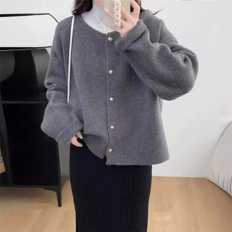 Damen kuscheliger Strickcardigan mit edlen Knöpfen und weitem Schnitt Drune