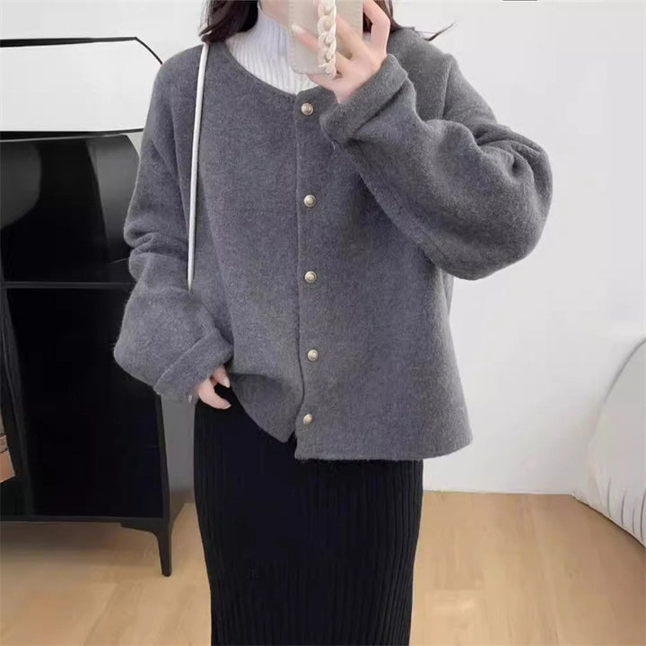 Damen kuscheliger Strickcardigan mit edlen Knöpfen und weitem Schnitt Drune