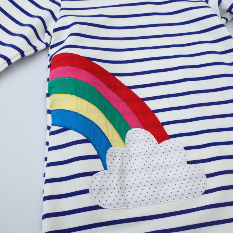 Mädchen Kapuzenkleid mit buntem Regenbogenmotiv Drune