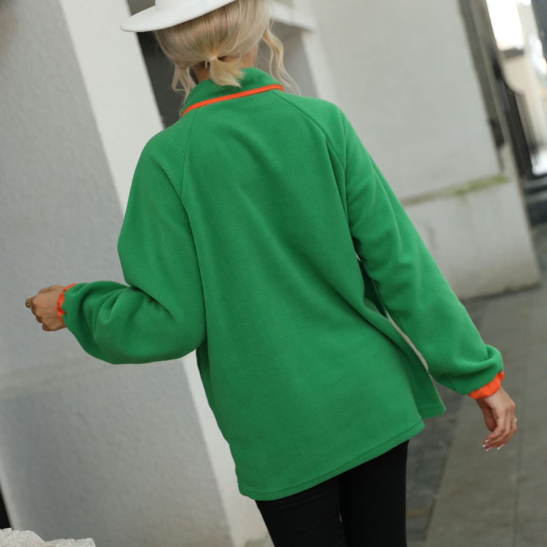 Damen Fleece-Pullover mit hohem Kragen und Knopfverschluss Drune