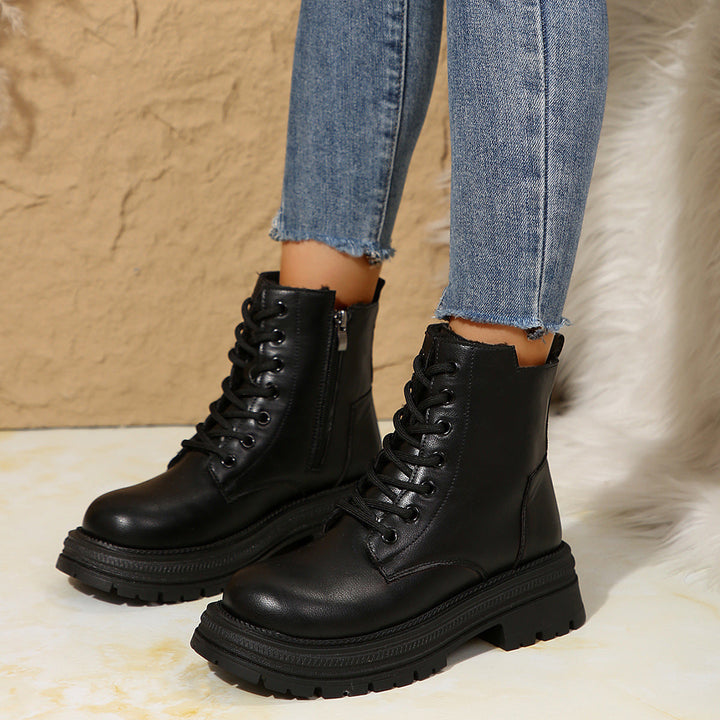 Damen Schnürboots mit robustem Profil und modischem Reißverschluss Drune