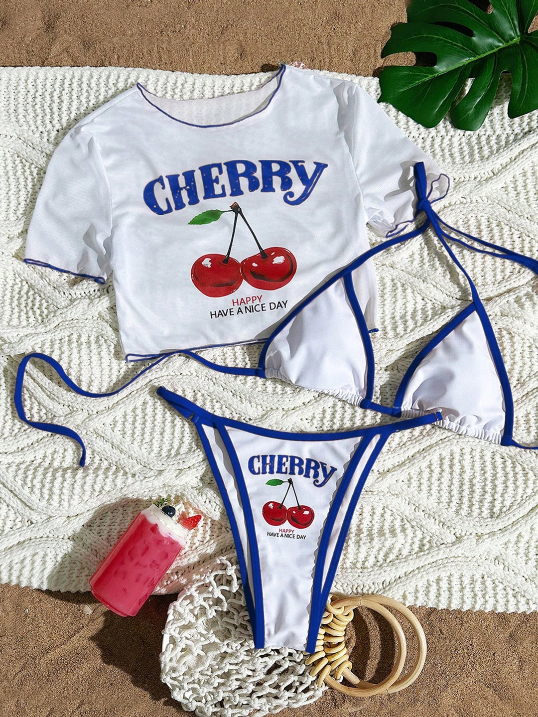 Damen Sportlicher Bikini mit transparentem Oberteil Drune