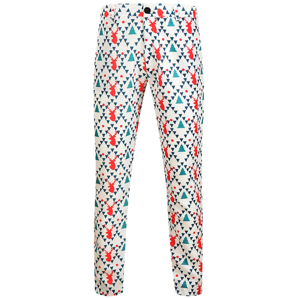 Herren Weihnachtliche Slim‑Fit Chinohose mit Allover-Santa‑Print und Stretchkomfort Drune