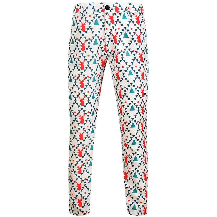 Herren Weihnachtliche Slim‑Fit Chinohose mit Allover-Santa‑Print und Stretchkomfort Drune