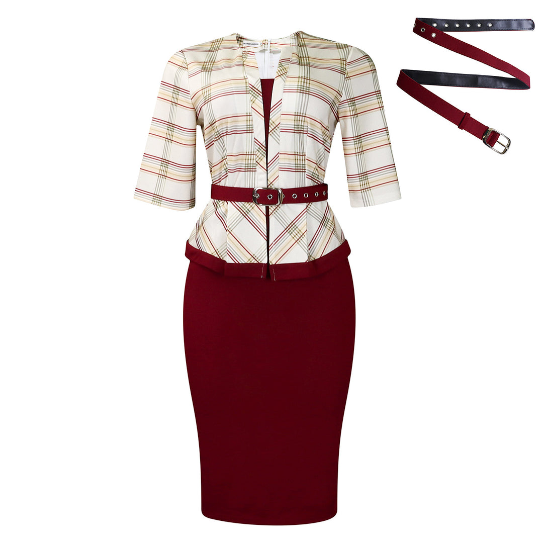 Damen Etuikleid mit elegantem Blazer-Oberteil und abnehmbarem Gürtel Drune