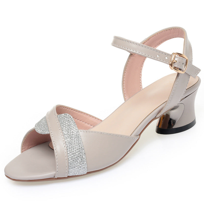 Damen Elegante Absatzsandalen mit modischem Glitzerakzent und komfortablem Riemen Drune