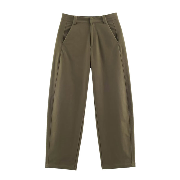 Damen Hochtaillierte weite Cropped‑Hose mit Bügelfalte und Eingrifftaschen Drune