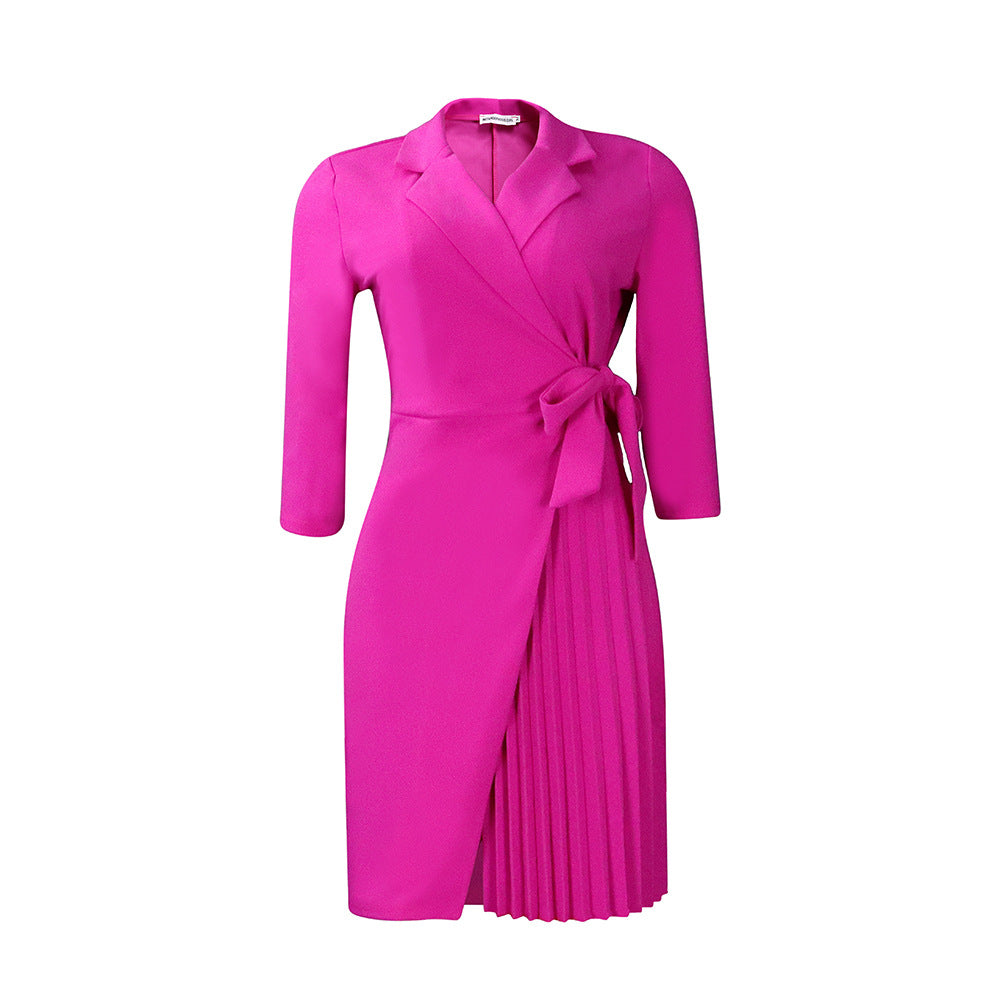 Damen Wickelkleid mit elegantem Blazer-Stil und plissierten Details Drune