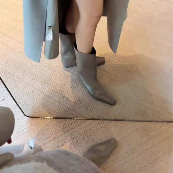 Damen Weiche kniehohe Slouch-Boots mit spitzer Zehenform und ergonomischer Flachsohle Drune