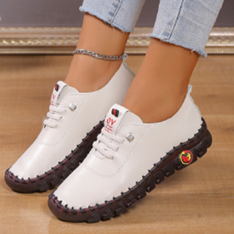 Damen Leichter, weicher Slipper mit handgenähter Gummisohle und elastischer Schnürung Drune