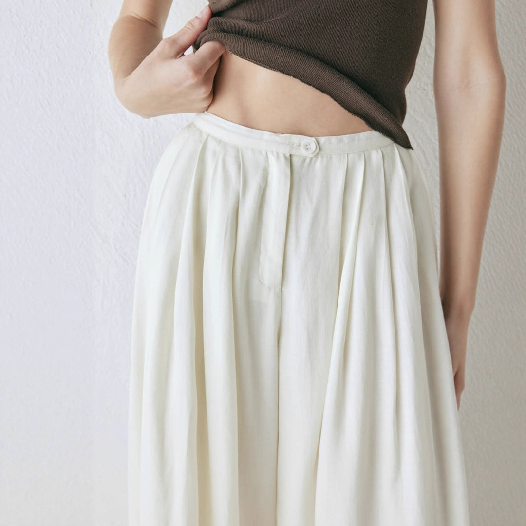 Damen Weite, elegante Hose mit Bundfalten Drune