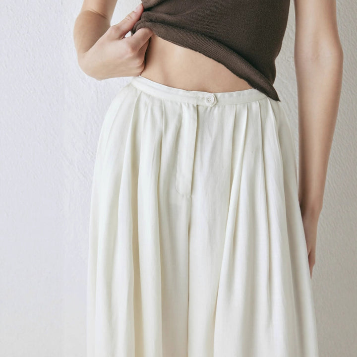 Damen Weite, elegante Hose mit Bundfalten Drune