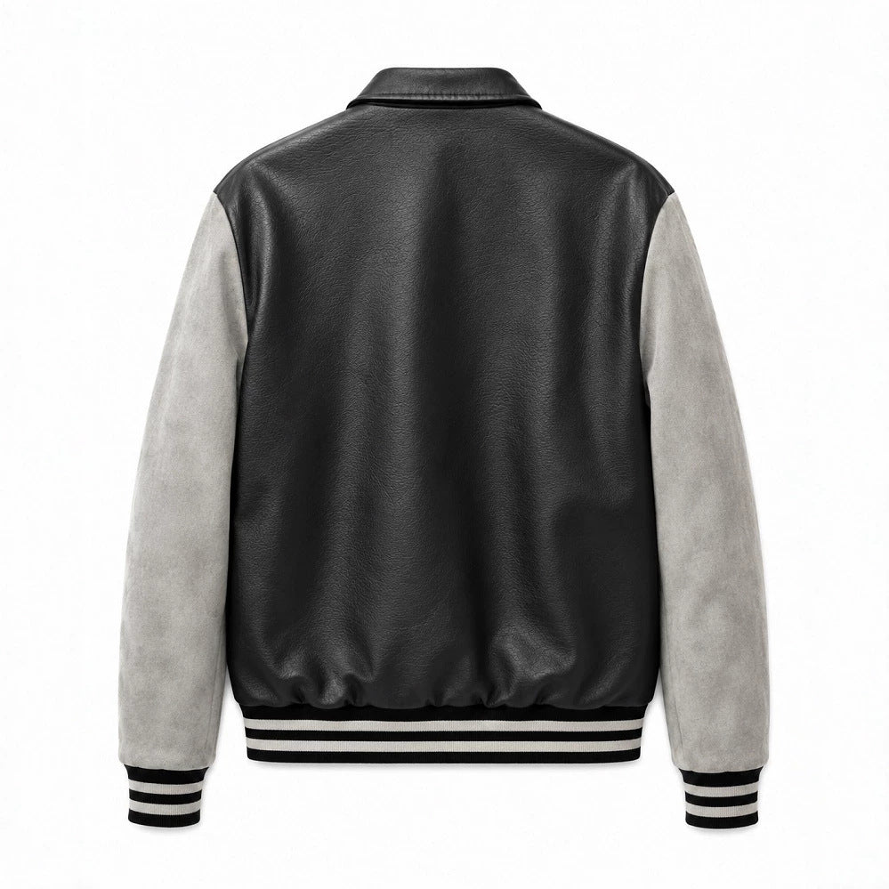 Herren Modische Kunstleder Bomberjacke Drune