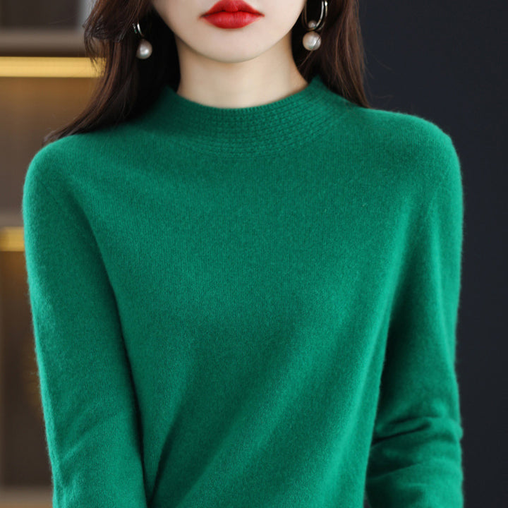 Damen Leichter Feinstrick-Mockneckpullover mit strukturierter Kragenblende Drune