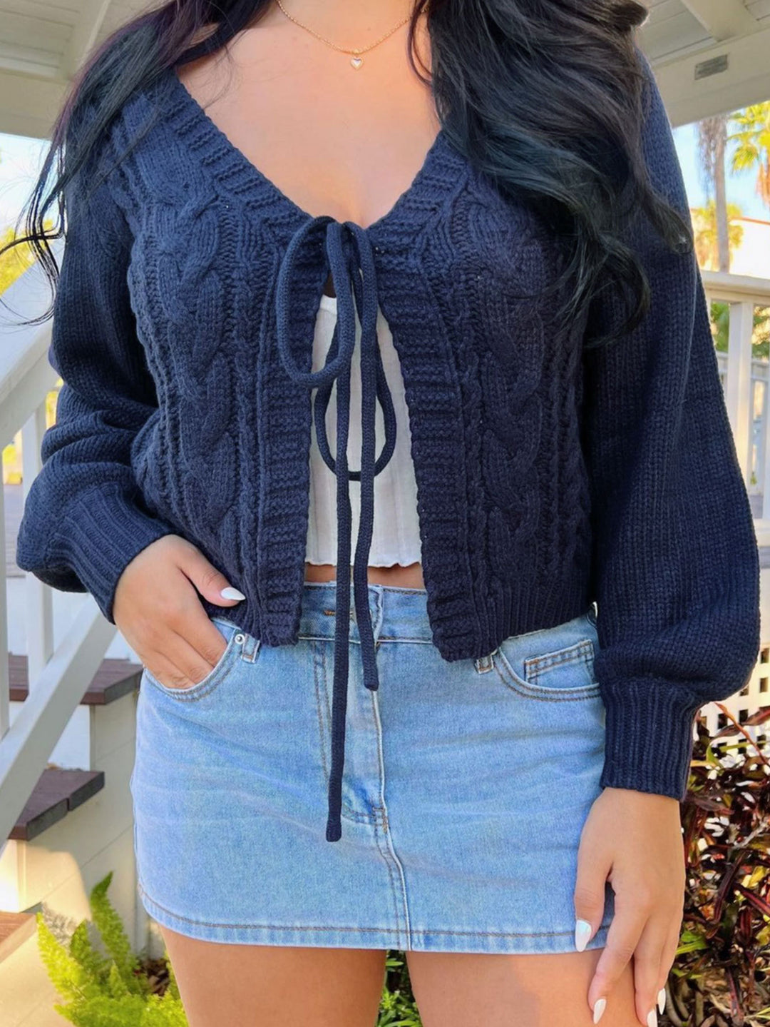 Damen Grobstrickjacke mit tailliertem Schnitt Drune