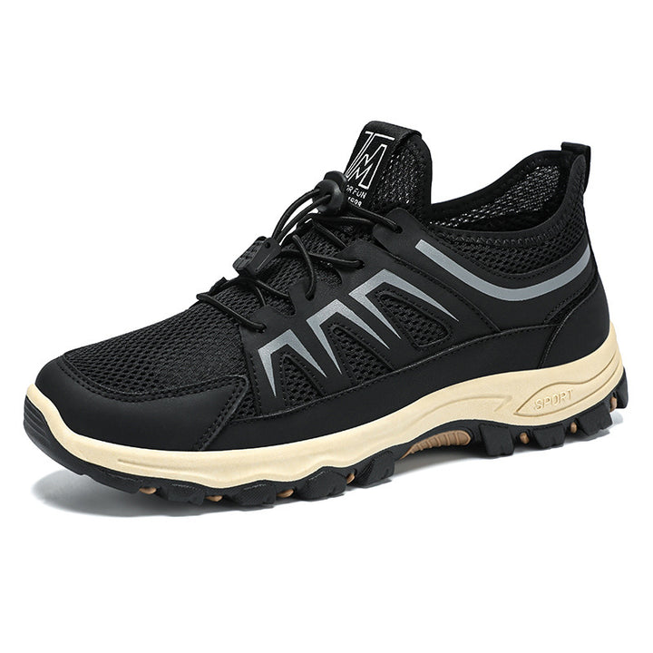 Herren nan atmungsaktiver Trekking-Sneaker mit Schnellzug-Schnürung, sockenähnlichem Meshschaft und griffiger Profilsohle Drune