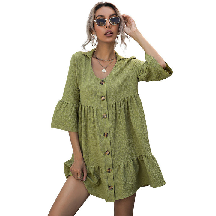Damen Fließendes Wickelkleid mit Rüschendetails Drune