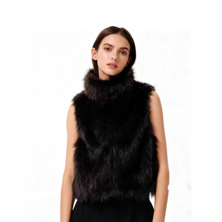 Damen Ärmellose Teddy‑Plüschweste mit hohem Stehkragen und dichtem Hochflor Drune
