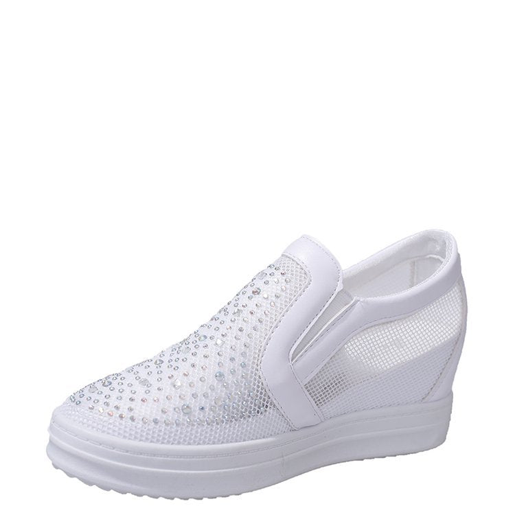Damen Keil-Sneaker mit Glitzersteinen und atmungsaktivem Mesh Drune