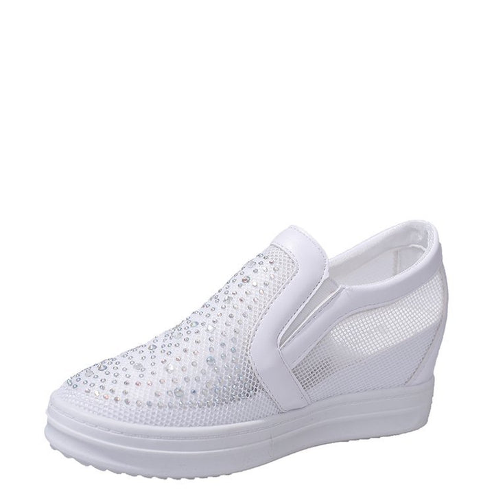 Damen Keil-Sneaker mit Glitzersteinen und atmungsaktivem Mesh Drune