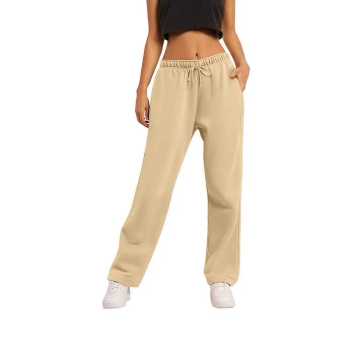 Damen nan weite High‑Waist Loungewear‑Jogginghose mit elastischem Bund Kordelzug und Seitentaschen Drune