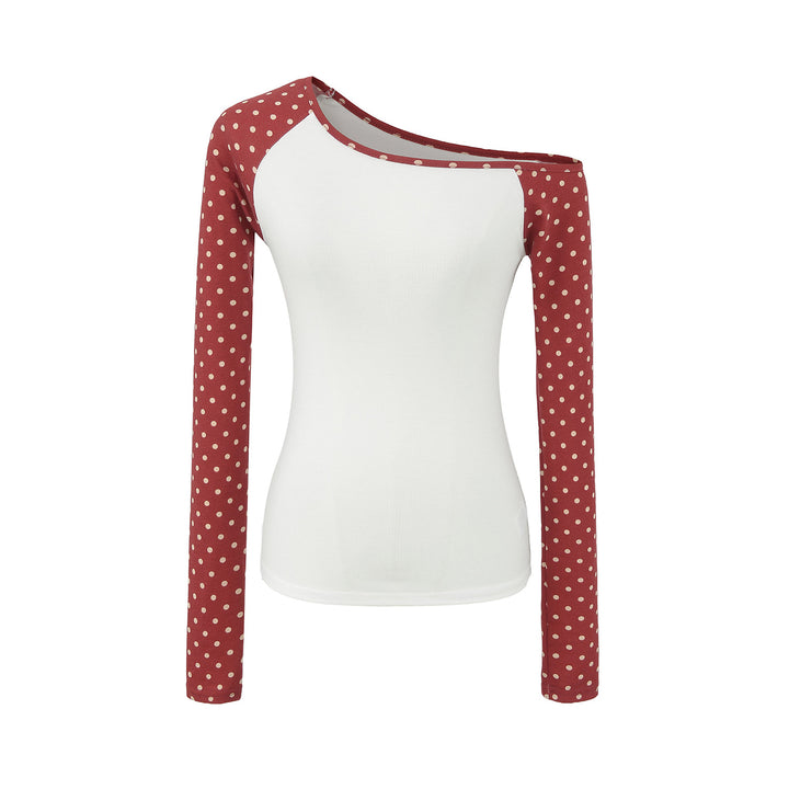 Damen Asymmetrisches Longsleeve mit Polka-Dot Raglanärmeln Drune