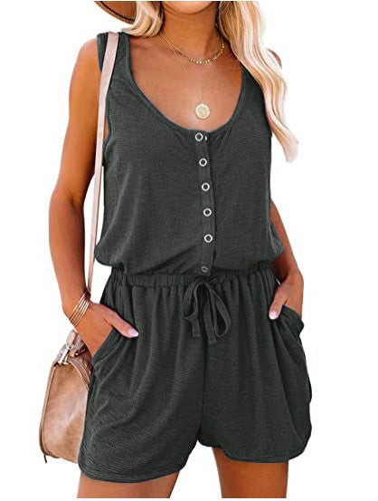 Damen Praktischer Jumpsuit mit Knopfdetails und verstellbarem Bund Drune