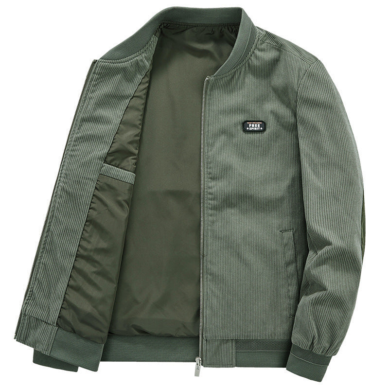 Herren Leichter Cordblouson mit wattiertem Innenfutter, Rippbündchen und Logo-Patch Drune