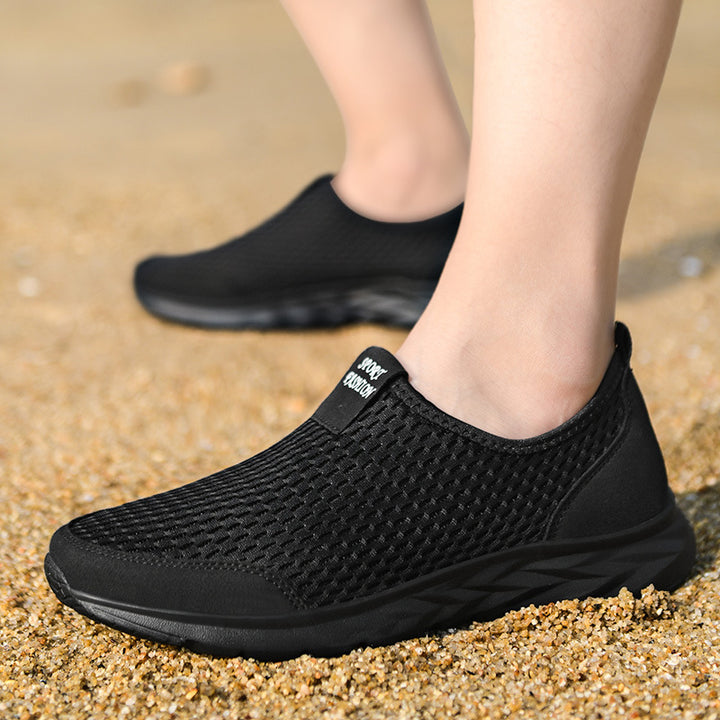 Herren leichte Slip-On Laufsneaker mit nahtlosem Maschenoberteil und stoßdämpfender Wellen-EVA-Sohle Drune